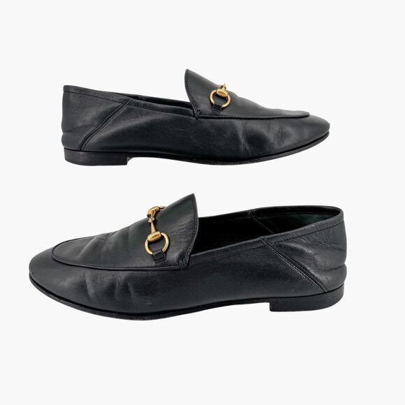 Gucci Brixton Horsebit Flat Loafers Black Leather Size 39 US 9 Women Jordaan - Picture 8 of 15